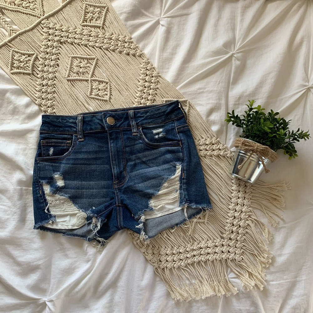 American Eagle High Waisted Distressed Jean Shorts
